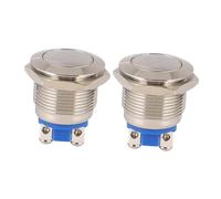 VALICLUD 2 pièces Bouton Poussoir Étanche Inoxydable Rond Interrupteur Momentané pour Circuits Électromagnétiques et Appareils Ménagers Pack