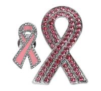 VALICLUD 2 pièces Broche Ruban Cristal Alliage pour Sensibilisation Cancer Du Sein Épingles Revers Élégantes Badge Soutien Femmes pour Cause Caritative