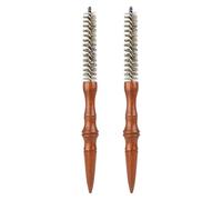 VALICLUD 2 Pièces Brosse Miniature à Poils de Sanglier avec Manche Bois Peigne Spirale pour Coiffure Bouclée Lissage Barbe et Moustache Brosse de Démêlage Antistatique et Compacte pour