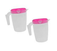 VALICLUD 2 pièces Carafe à Jus Plastique avec Couvercle Récipient à Boisson pour Eau Froid Jus et Thé pour Fêtes et Événements Extérieurs Design Ergonomique et Pratique Réutilisable