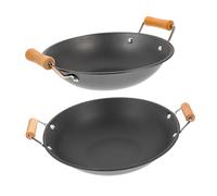 VALICLUD 2 pièces Casseroles Anti-débordement Inox avec Poignées Bois Légères et Résistantes pour Cuisson Express Hot Pot et Fruits de Mer Adaptées Usage Domestique Couleur Aléatoire