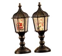 VALICLUD 2 Pièces Christmas Lighted Lantern with Music USB and Battery Power Resin Globe Ornament Santa Claus and Snowman for Festive Home Office Decoration