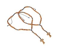 VALICLUD 2 pièces Collier Chapelet Perles Bois Naturel avec Pendentif Croix Religieux Multifonctionnel pour Prière Baptême et Décoration Voiture