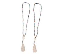 VALICLUD 2 pièces Collier Croix Femme Bohème Cristal Coloré avec Pendentif Gland Spirituel Sautoir Fantaisie pour Prière et Tenues Décontractées