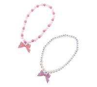 VALICLUD 2 pièces Collier Sautoir Garçon Fille avec Pendentifs Acrylique Perles Colorées Bijoux pour Fille Cadeau Anniversaire et Fête Quotidienne