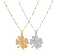 VALICLUD 2 pièces Collier Trèfle à Quatre Ajustable Acier Inoxydable Doré et Argenté Minimaliste Emblème de Bijoux Féminins pour Fête et Occasions Spéciales