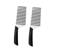 VALICLUD 2 pièces Couteau Coupe Pommes de Terre Inoxydable Lame Ondulée Vague Outil de Coupe Légumes Ergonomique pour Frites et Fruits Manche Confortable