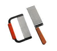 VALICLUD 2 pièces Couteau Découpe Pomme de Terre Ondulé Inox Trancheur Pratique pour Frites Maison Lame Vague et Droite Outil Cuisine Multifonction pour Légumes et Fruits