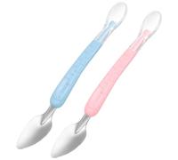 VALICLUD 2 Pièces Cuillères Acier Inoxydable et Silicone pour Garçon Fille Double Tête pour Purée de Fruits Lot de Design Lisse sans Rayures Adaptées Alimentaire des Tout Petits