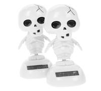 VALICLUD 2 Pièces Décoration Halloween Squelette Oscillant Solaire pour Voiture Figurine Tête Branlante Intérieure Effrayante Accessoire et Compact pour Chambre et Bureau