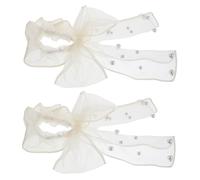 VALICLUD 2 Pièces Élastiques Cheveux Organza Beige Avec Nœud Tulle à Pois Grand Accessoire Pour Queue De Cheval Doux Pour Femmes Polyvalents