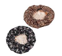 VALICLUD 2 Pièces Femme Satin Lot de Chapeaux Doublés Confortables avec Protection des Cheveux Motifs Élégants pour Automne et Hiver pour Soins Capillaires