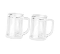 VALICLUD 2 Pièces Gobelets à Double Paroi avec Poignées Mugs Congelables pour Bières et Boissons Froides Verres Transparants pour Glacé et Thé Cadeau Pratique