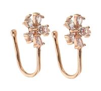 VALICLUD 2 Pièces Metal Flower Nose Rings Non Piercing U Shape Fake Nose Clip Sparkly Jewelry For Women Parties Festivals