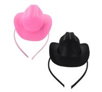 VALICLUD 2 Pièces Mini Cowboy Hat Headbands For Women Holiday Headband Western Party Accessories Festive Mini Cowgirl Hat Hairband For Halloween And Costume Events