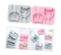 VALICLUD 2 pièces Moule Silicone Animal pour DIY Bâtonnets Glace et Pudding Moule Manuel Sûr pour Sucettes Lot Bleu et Rose