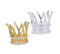 VALICLUD 2 Pièces Ornements De Couronne Pour Gâteau Tiare De Mariée Couronne De Bébé Être Décorations Mini Diadème Mariage Dessus D'or Briller Toppers Décoration De Diadème Alliage