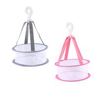 VALICLUD 2 pièces Panier de Séchage Suspendu pour Éponges et Pinceaux de Maquillage Filet Respirant Réutilisable Gris et Rouge Support pour Accessoires Beauté et Petits Vêtements