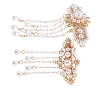 VALICLUD 2 Pièces Pearl Tassel Spring Hair Clips Small Rhinestone Fringe Barrettes Vintage Chinese Style For Women Daily Wear And Parties