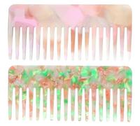 VALICLUD 2 Pièces Peigne à Dents Larges Antistatique pour Coiffure et Démêlage Design Pratique et Élégant pour Types de Cheveux et Floral