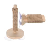VALICLUD 2 Pièces Perchoir pour Perroquet Ventouse Robuste en Corde de Chanvre Bois et Plastique, Support Rond Facile à Entretenir pour Perruches la Maison Volière