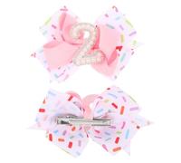 VALICLUD 2 Pièces Pince à Nœud pour Garçon Fille avec Chiffre Clips Doux et Sécurisés pour Fillettes Accessoires Anniversaire et Fêtes Style Élégant Rose Ice