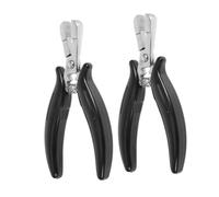 VALICLUD 2 Pièces Pince pour Extensions de Cheveux Noire Chrome Outil de Serrage Tape-in Précis à Dents Filet et Ergonomique pour Salon et Usage Domestique Lot