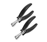 VALICLUD 2 Pièces Pince pour Extensions de Cheveux Outil Polyvalent Chrome pour Pose et Retrait Précis Compatible avec Extensions à Ruban Nano et Micro-anneaux Poignée Noire Antidérapante