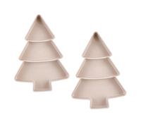 VALICLUD 2 Pièces Plateau de Fruits Plastique Forme Sapin de Noël Multifonction Plateau à Snacks Séparé et Réutilisable Porte Téléphone Intégré Rose