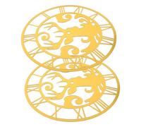 VALICLUD 2 Pièces Reindeer Acrylic Mirror Wall Clock Stickers Round Roman Numerals Self Adhesive for Living Bedroom Office Hotel Decor