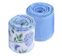 VALICLUD 2 Pièces Ruban Bleu en Polyester Fil Métallique pour Nœuds et Couronnes, Design Unique et Couleurs Vives, pour Décoration Intérieure et Loisirs Créatifs