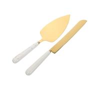 VALICLUD 2 pièces Set Pelle et Couteau à Gâteau Acier Inoxydable Spatule Dentelée pour Pizza et Manche Céramique Antidérapant Ergonomique pour Cuisine