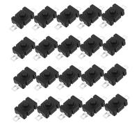 VALICLUD 20 Pièces Interrupteur à Bouton-poussoir Cms Spst à Verrouillage, Plastique Noir, Compact, pour Appareils à Pile, Réparation Électronique, Voyage