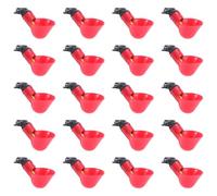 VALICLUD 20pcs Abreuvoir Automatique pour Caille et Poulet en PP et Métal avec Vis, Distributeur d'eau Sûr pour Volailles la Ferme Domicile, Couleur Rouge