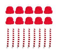 VALICLUD 20Pcs Mini Chapeau de Noël Et Écharpe Tricot Bonnet de Noel pour Bouteille de Vin de Noël Bonbons Maison de Poupée Fournitures de Fête de