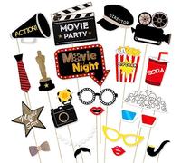 VALICLUD 21Pcs Accessoires Photo ThèMe CinéMa pour FêTe DéCoration Photobooth Mariage Masques Et Props Amusants pour SoiréE CinéMa Et Anniversaire