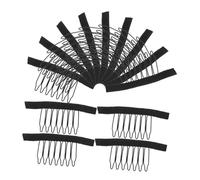 VALICLUD 24 Pièces Peignes Clips Dents pour Perruques et Extensions Accessoires Noirs Durables pour Fixation et Création de Bonnets de Perruque