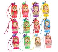 VALICLUD 24pièces Porte-clés Matriochka En Bois Mignon Chaîne Téléphone Pendentif Lot Style Aléatoire