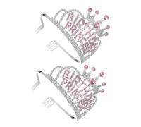 VALICLUD 2pcs Filles Joyeux Anniversaire Couronne Brillante Ramines Princesse Tiara Pour Les Fêtes D'anniversaire Performances De Scène Anniversaire Décorations De Cheveux