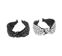 VALICLUD 2pièces Bandeaux Cheveux Femme Serre-tête Non Glissant Noir Et Blanc Bandeau Large Chic Pour Lavage Du Visage Et Soins Spa Accessoire Mode Léger Et Portable