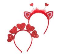 VALICLUD 2pièces Bandeaux Coeur Accessoires De Cheveux Pour Mariage Saint-valentin Et De Rouge Coeur Avec Plumes