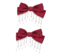 VALICLUD 2pièces Barrette Cheveux Rouge Avec Nœud Délicat Accessoire De Coiffure Élégant Au Style National Pour Femme