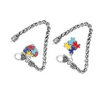 VALICLUD 2pièces Bracelets De Sensibilisation Zinc Charms Jigsaw Puzzle Hand Chains Pour Inclusivité Et De