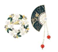 VALICLUD 2pièces Broche Vintage Alliage Avec Épingle Design Simple Et Accessoires Élégants Pour Femme Pin Rond Eventail Rétro Pour Vêtements