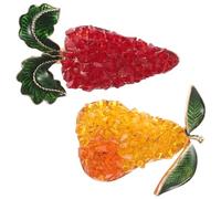 VALICLUD 2pièces Broches Fruit et Légume Forme de Carotte et Poire Épingles Émaillées avec Strass pour Cardigan et Foulard Accessoires pour Vêtements Femme et Noël