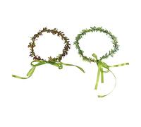 VALICLUD 2pièces Couronne De Cheveux Tressée Légère Avec Décoratives Accessoires Mariage Femme Fille Bandeau Floral Élégant Pour Fêtes Et Occasions Spéciales Coffret Café Et Vert