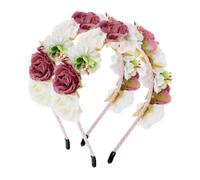 VALICLUD 2pièces Couronne De Fleurs Pour Femmes Et Filles -tête Avec Fausses Roses Pour Mariage Fête Accessoires Pour Cheveux Lot