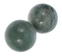 VALICLUD 2pièces De Baoding Jade Naturel Exercice Pour Mains Massant Doigts Sphères Feng Shui Vert Foncé Avec Boîte