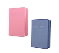 VALICLUD 2pièces Porte-Passeport PU Multifonctionnel Pochette Pratique pour Voyager Organiseur avec Design Élégant Bleu Et Rose pour Documents Et Cartes