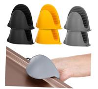 VALICLUD 3 Paires Mini Maniques Silicone Résistantes Chaleur pour Micro Ondes Pinces Chauffe Plat Antidérapantes Portables Protection Mains Cuisine Lot Jaune Noir